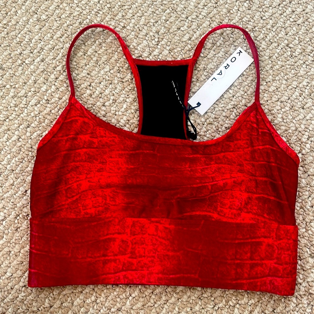 Koral Red Chic Reptile Sport Bra S